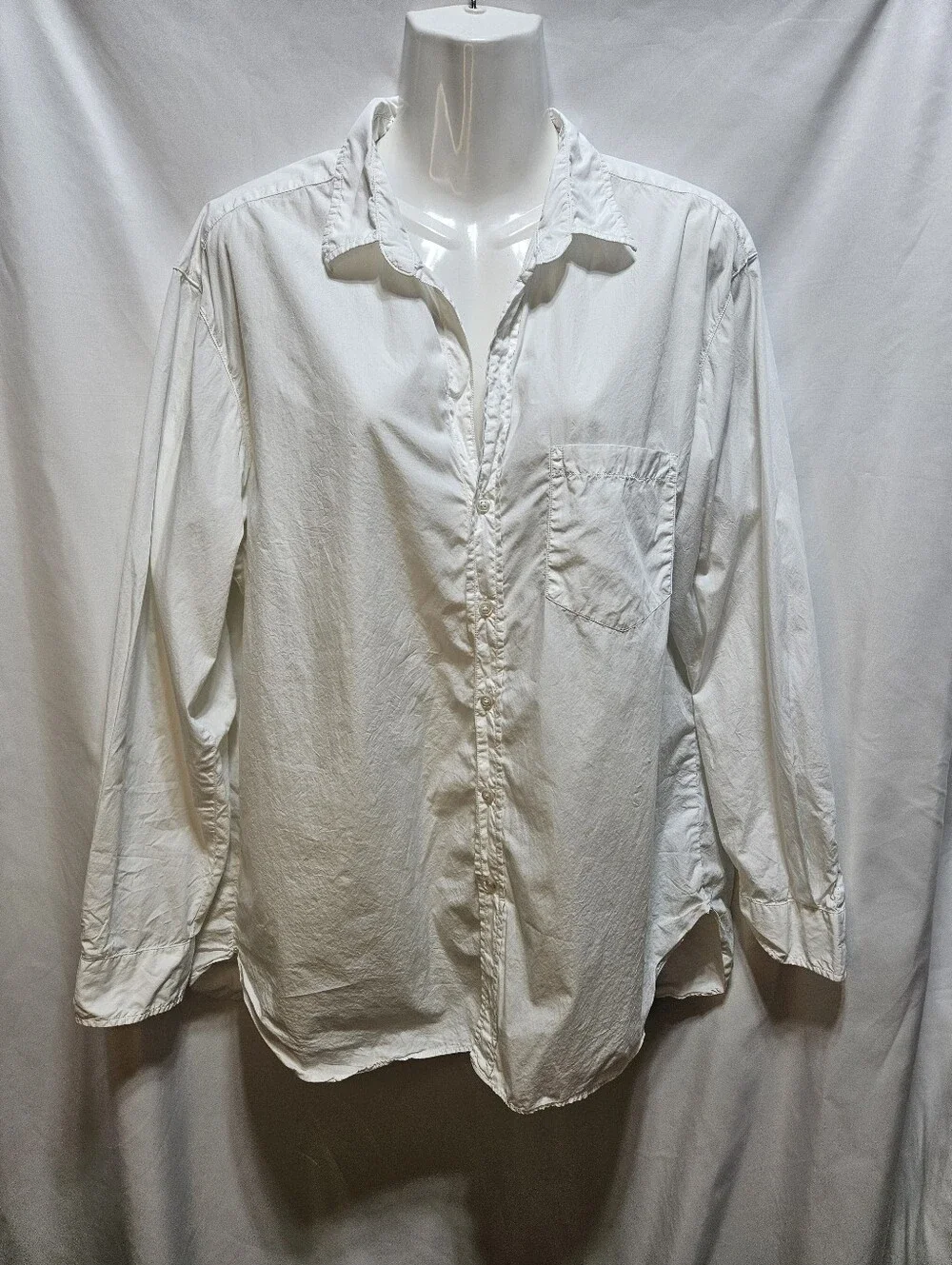 Frank & Eileen Joedy White Button Front Shirt Size Large 100% Cotton Italian - Picture 2 of 9